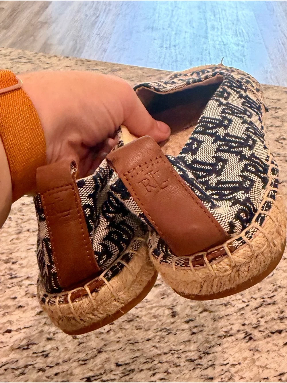Ralph Lauren Womens Blue Logo Slip On Espadrilles Comfort Shoes Size 9.5